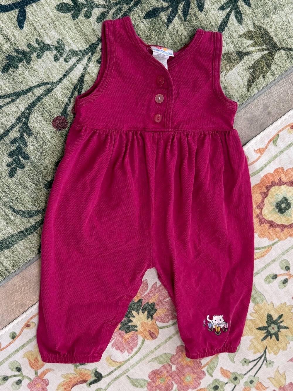 Vintage 90s Carter’s Baby Girl Jumpsuit Cat Embroidered 9-12 Months Like New